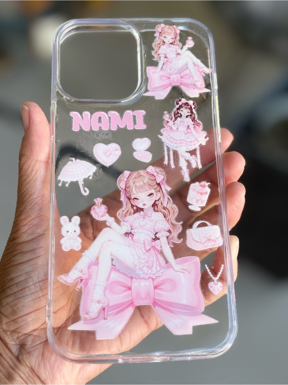 Clear Pink Kawaii Anime Girl iPhone 13 Pro Max Case - NAMI
